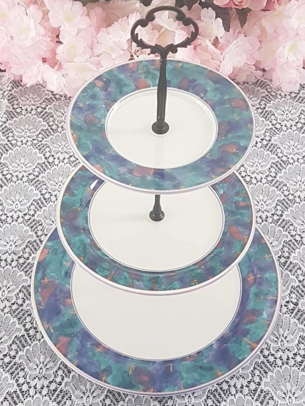 Wedding Celebration 3 Tier Porcelain Cake Stand Vintage Dessert Serving Tray